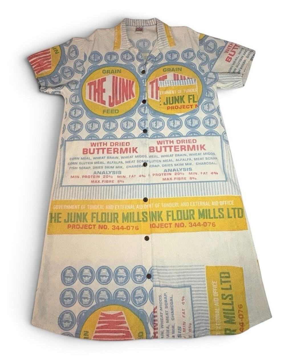 Vintage Sack The Junk Buttermilk Flour Sack Graphic Print Dress XL